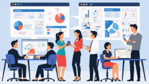 Équipe en bureau moderne optimisant les flux grâce à une agence automatisation France