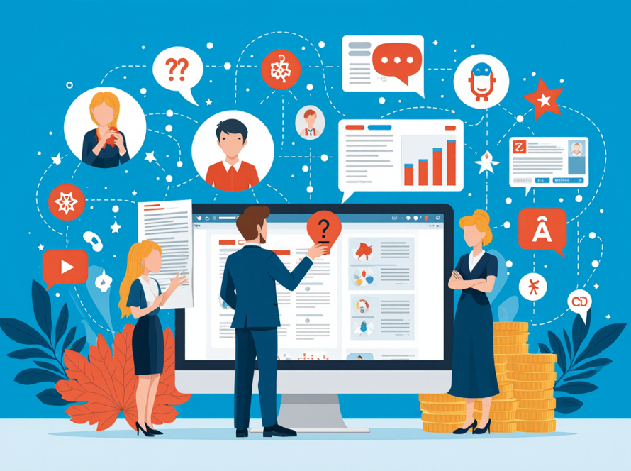 Illustration de la génération de leads IA pour les PME avec interactions clients multicanales et tableaux de performance.